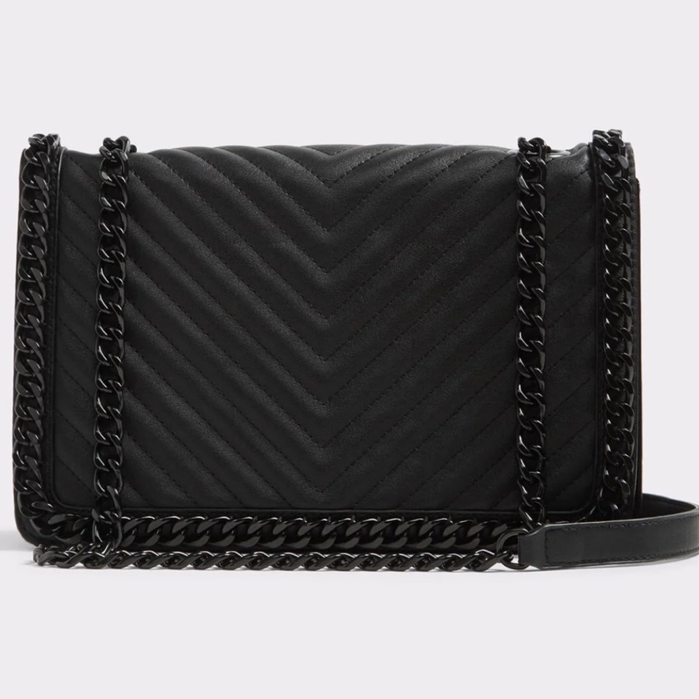 Aldo black chain chevron crossbody